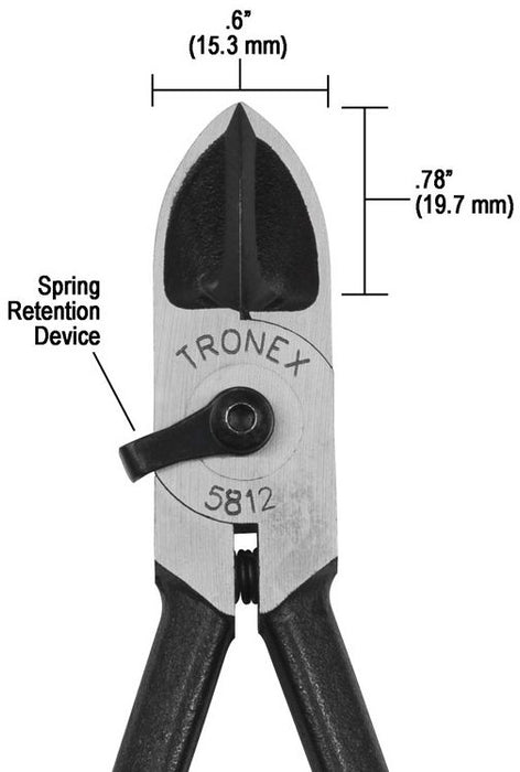 Tronex 5812 Heavy-Duty Long Extra Large Oval Head Flush Forged Carbon Steel Cutter & Jaw Restraining Device, 5.2" OAL