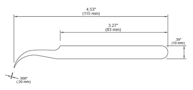 Tronex 7-SA-CH Precision Stainless Steel Tweezer with Curved, Very Fine, Pointed Tips