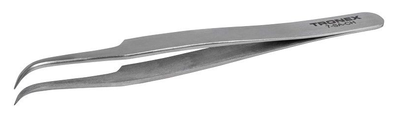 Tronex 7-SA-CH Precision Stainless Steel Tweezer with Curved, Very Fine, Pointed Tips