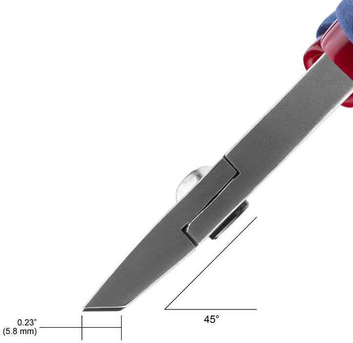 Tronex 7031 45° Head Flush Carbon Steel 0.5mm Stand-Off Cutter with Long Ergonomic Handles & Anti-Dulling Protection, 5.8" OAL