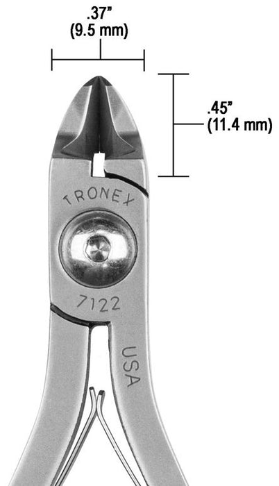 Tronex 7122 General Purpose Strong Medium Oval Relieved Head Flush Carbon Steel Cutter with Long Ergonomic Handles, 5.6" OAL