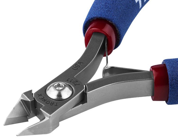 Tronex 7211 Pointed Medium Tapered Head Semi-Flush Carbon Steel Cutter with Long Ergonomic Handles, 5.6" OAL