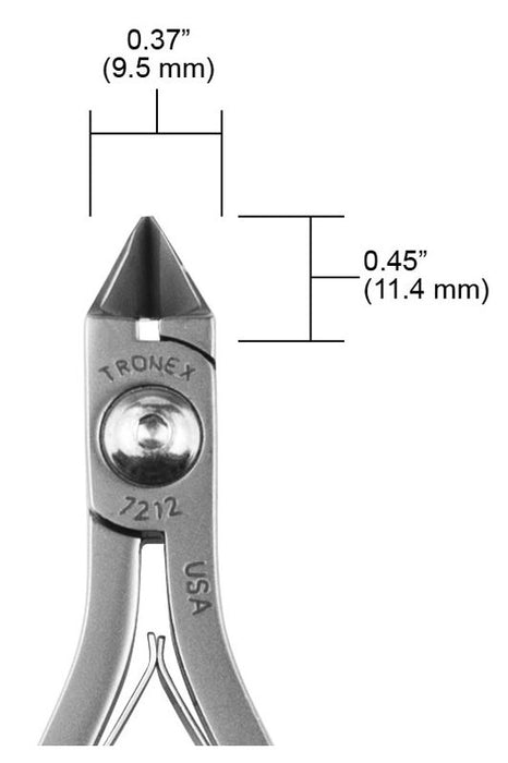 Tronex 7212 Pointed Medium Tapered Head Flush Carbon Steel Cutter with Long Ergonomic Handles, 5.6" OAL