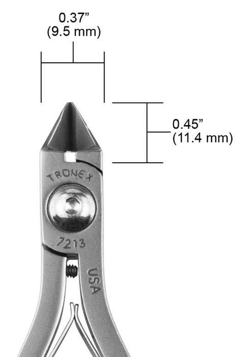 Tronex 7213 Pointed Medium Tapered Head Razor-Flush Carbon Steel Cutter with Long Ergonomic Handles, 5.6" OAL