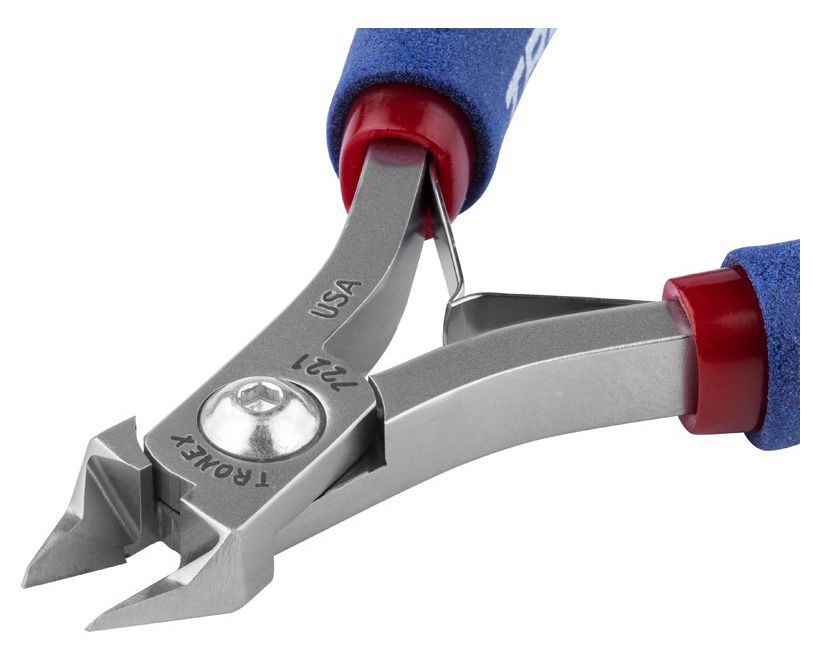 Tronex 7221 Pointed Medium Tapered & Relieved Head Semi-Flush Carbon Steel Cutter with Long Ergonomic Handles, 5.6" OAL