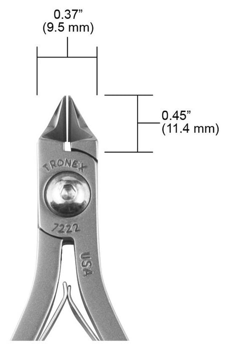 Tronex 7222 Pointed Medium Tapered & Relieved Head Flush Carbon Steel Cutter with Long Ergonomic Handles, 5.6" OAL