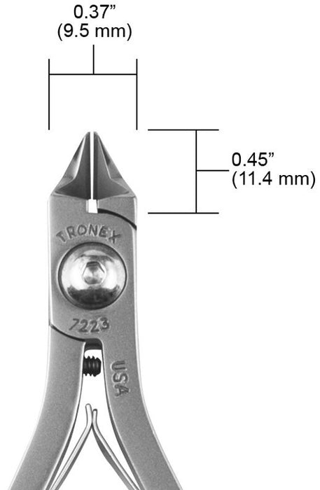 Tronex 7223 Pointed Medium Tapered & Relieved Head Razor-Flush Carbon Steel Cutter with Long Ergonomic Handles, 5.6" OAL