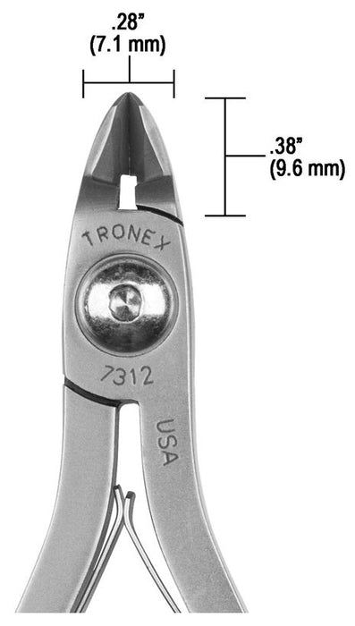 Tronex 7312 SMT Mini Oval Head Flush Carbon Steel Cutter with Long Ergonomic Handles, 5.5" OAL