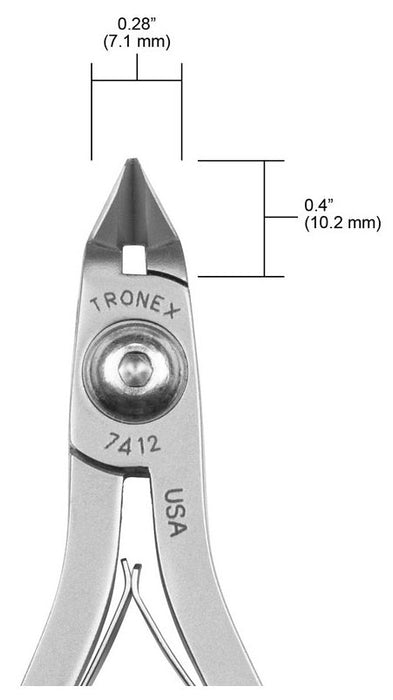 Tronex 7412 Mini Tapered Head Flush Carbon Steel Cutter with Long Ergonomic Handles, 5.6" OAL