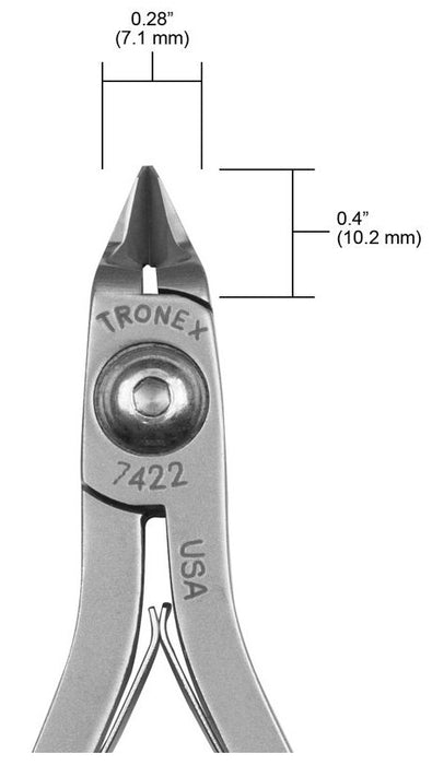 Tronex 7422 Mini Tapered & Relieved Head Flush Carbon Steel Cutter with Long Ergonomic Handles, 5.6" OAL