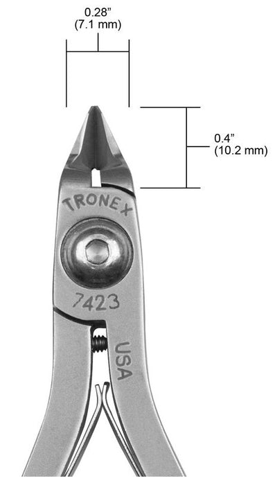 Tronex 7423 Mini Tapered & Relieved Head Razor-Flush Carbon Steel Cutter with Long Ergonomic Handles, 5.6" OAL