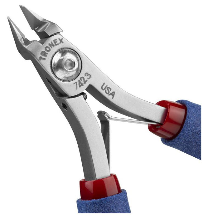 Tronex 7423 Mini Tapered & Relieved Head Razor-Flush Carbon Steel Cutter with Long Ergonomic Handles, 5.6" OAL