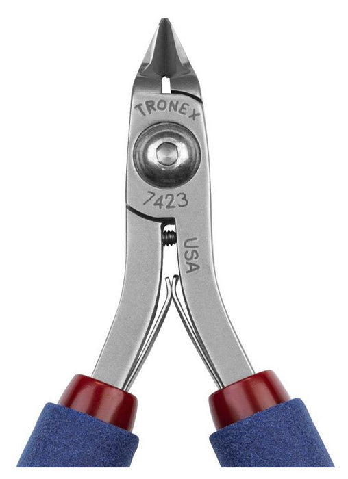 Tronex 7423 Mini Tapered & Relieved Head Razor-Flush Carbon Steel Cutter with Long Ergonomic Handles, 5.6" OAL