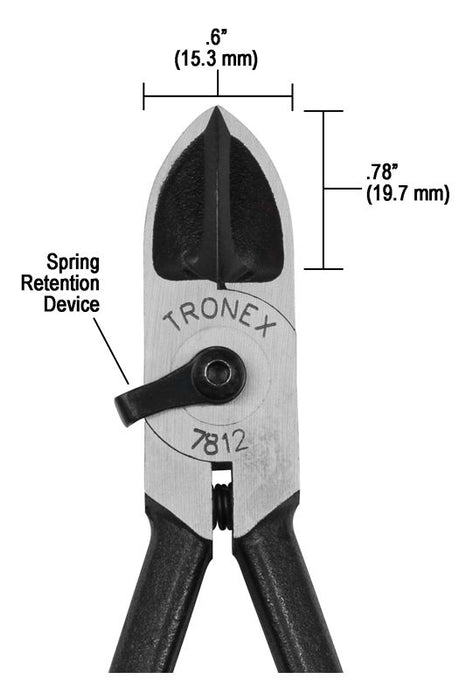 Tronex 7812 Heavy-Duty Long Extra Large Oval Head Flush Forged Carbon Steel Cutter with Long Ergonomic Handles, 6.2" OAL