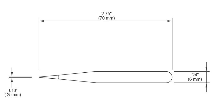 Tronex M3C-SA-CH Mini Stainless Steel Tweezer with Straight, Slight Tapered, Short, Very Fine, Pointed Tips