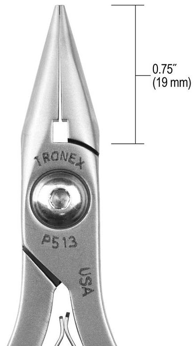 Tronex P513 Chain Nose Pliers with Short, Smooth Jaw, 4.90" OAL