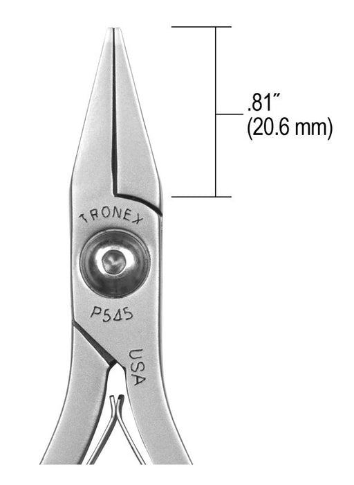 Tronex P545 Flat Nose Pliers with Short, Smooth Jaw & Wide Tips, 5.00" OAL