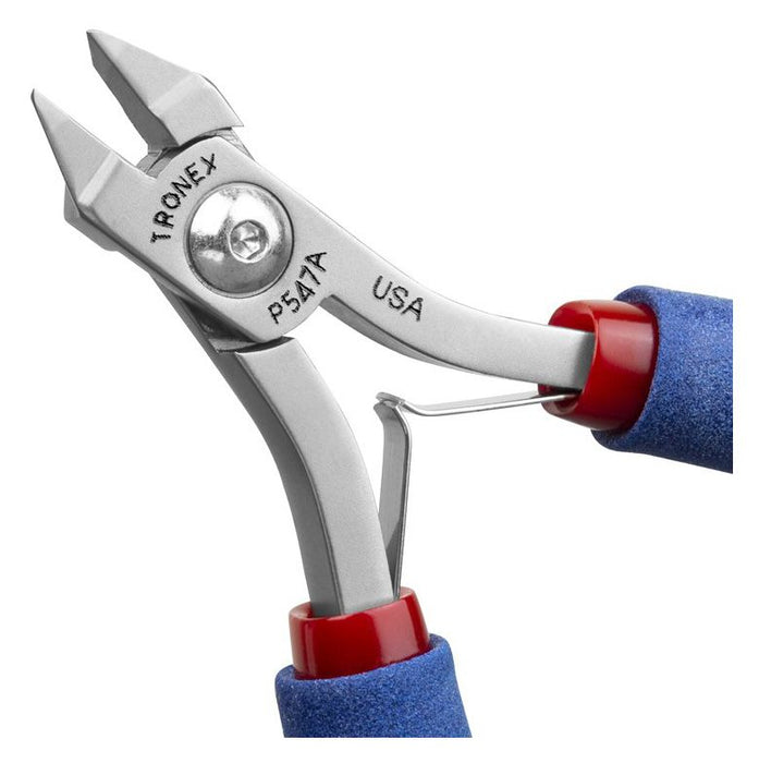 Tronex P547A Flat Nose Gripping Pliers with Angled Stubby Jaw, 4.60" OAL