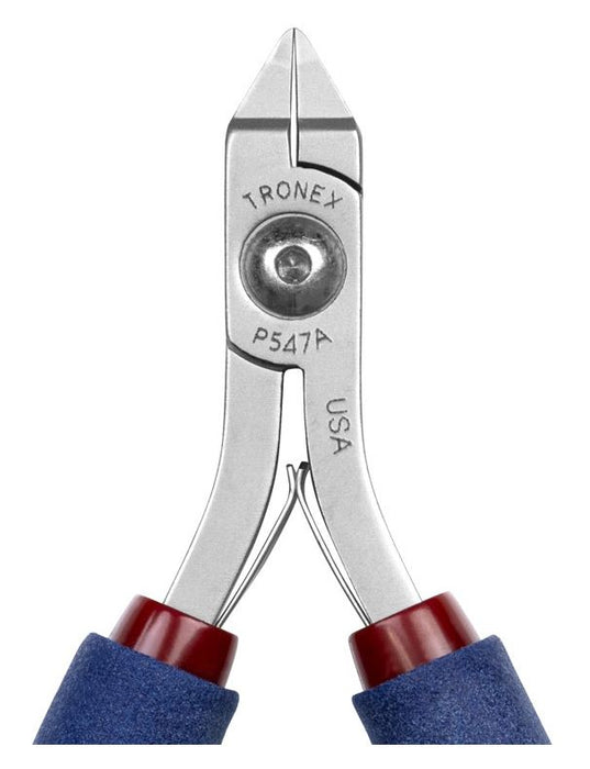 Tronex P547A Flat Nose Gripping Pliers with Angled Stubby Jaw, 4.60" OAL