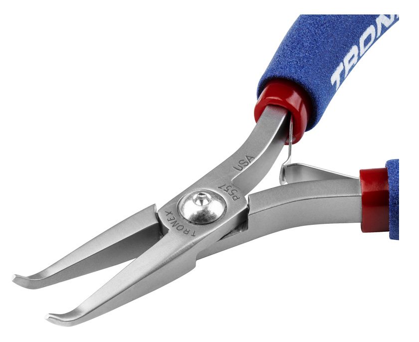 Tronex P551 Bent Nose Pliers with 60° Angled Smooth Jaw & Fine Tips, 5.00" OAL