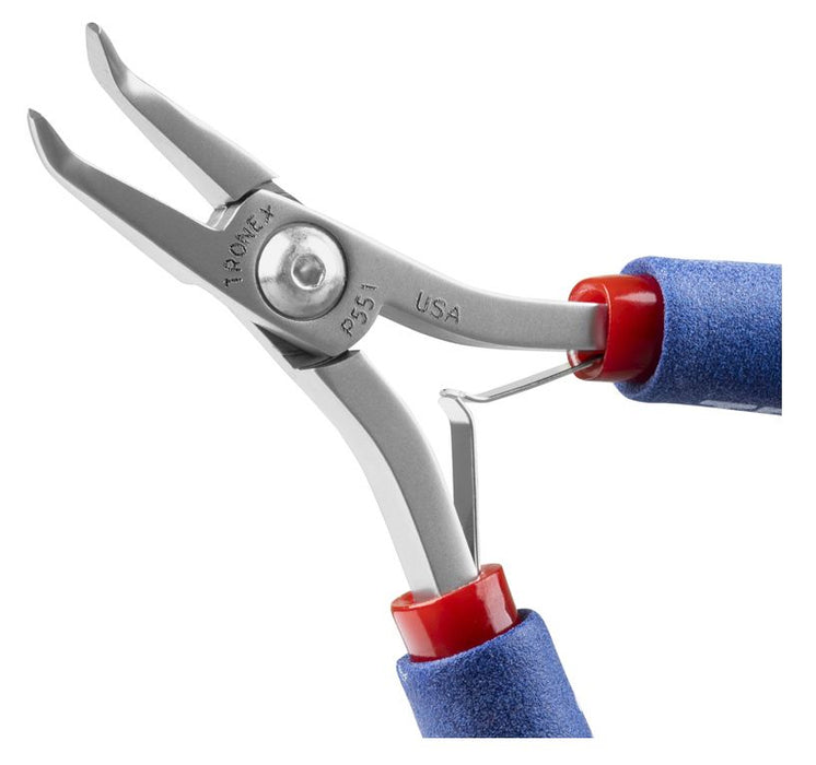 Tronex P551 Bent Nose Pliers with 60° Angled Smooth Jaw & Fine Tips, 5.00" OAL