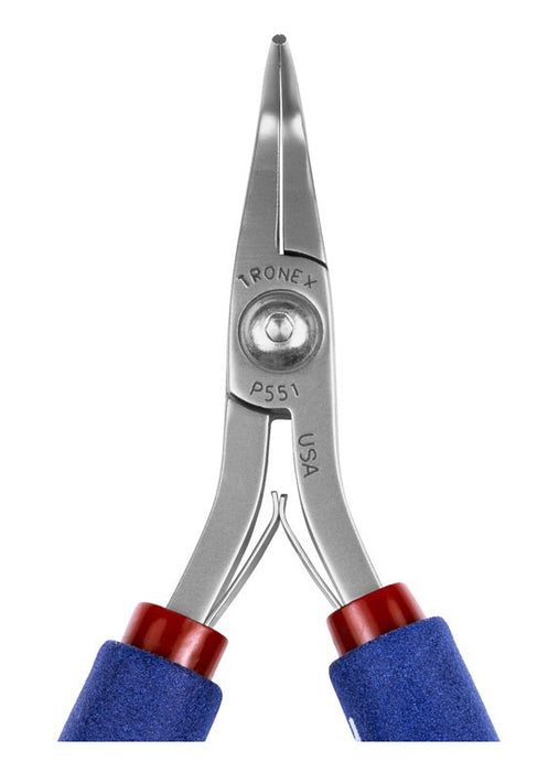 Tronex P551 Bent Nose Pliers with 60° Angled Smooth Jaw & Fine Tips, 5.00" OAL