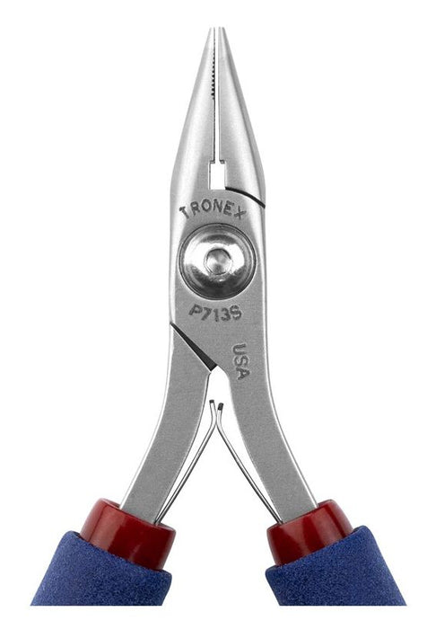 Tronex P713S Chain Nose Pliers with Short, Serrated Jaw & Long Ergonomic Handles, 5.90" OAL