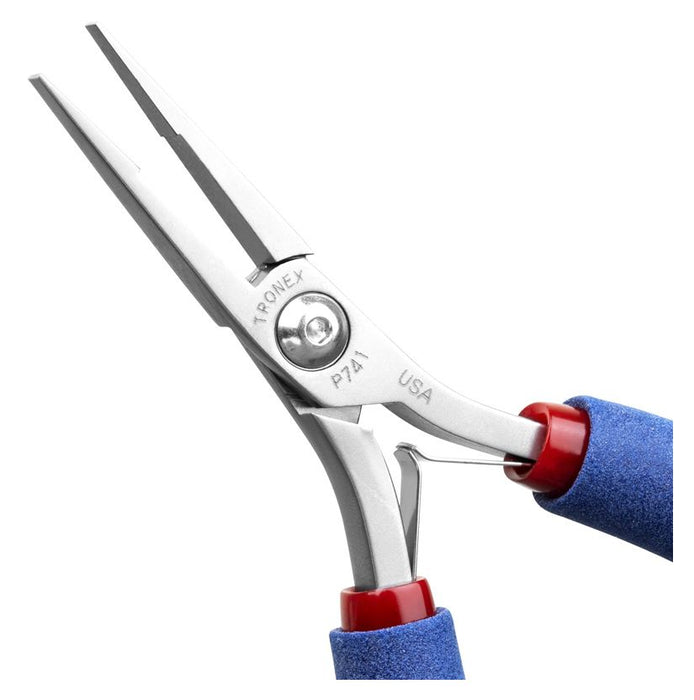 Tronex P741 Flat Nose Pliers with Long, Smooth Jaw, Step Tips & Long Ergonomic Handles, 6.40" OAL