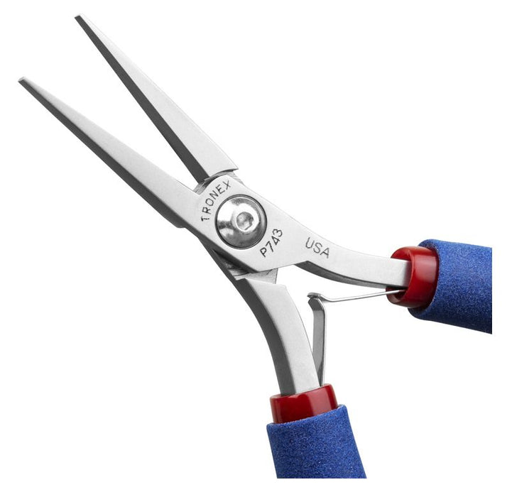 Tronex P743 Long, Thin Flat Nose Pliers with Long, Smooth Jaw & Long Ergonomic Handles, 6.40" OAL