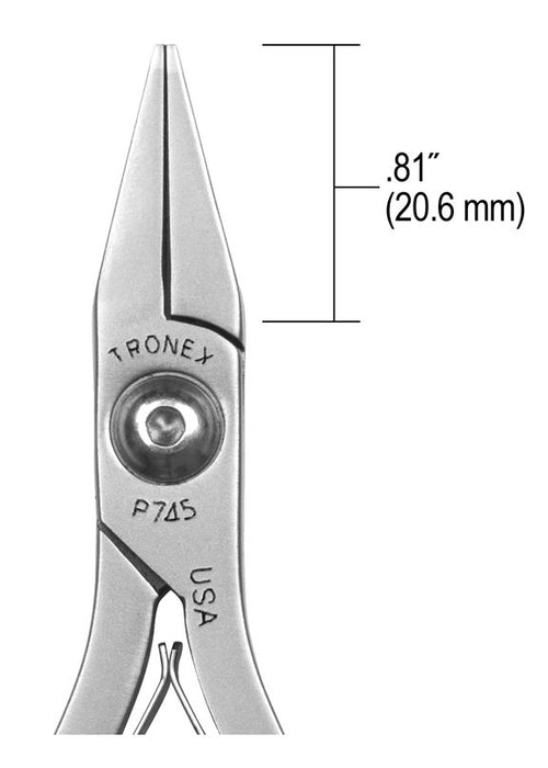 Tronex P745 Flat Nose Pliers with Short, Smooth Jaw, Wide Tips & Long Ergonomic Handles, 6.00" OAL