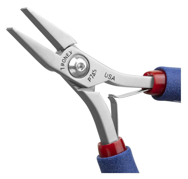 Tronex P745 Flat Nose Pliers with Short, Smooth Jaw, Wide Tips & Long Ergonomic Handles, 6.00" OAL