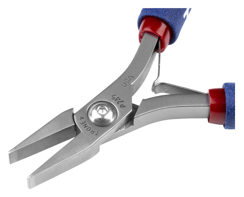 Tronex P745 Flat Nose Pliers with Short, Smooth Jaw, Wide Tips & Long Ergonomic Handles, 6.00" OAL