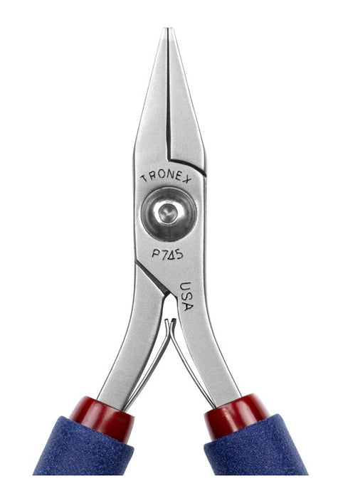 Tronex P745 Flat Nose Pliers with Short, Smooth Jaw, Wide Tips & Long Ergonomic Handles, 6.00" OAL