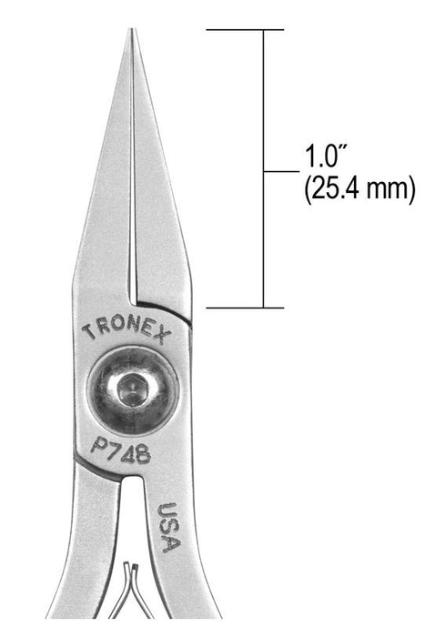 Tronex P748 Flat Nose Pliers with Medium, Smooth Jaw, Narrow Tips & Long Ergonomic Handles, 6.20" OAL