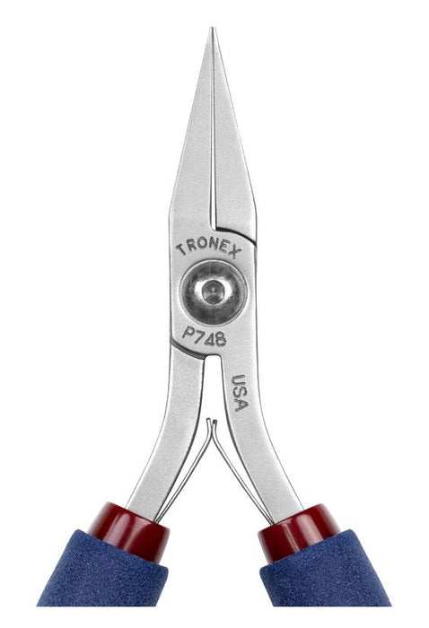 Tronex P748 Flat Nose Pliers with Medium, Smooth Jaw, Narrow Tips & Long Ergonomic Handles, 6.20" OAL