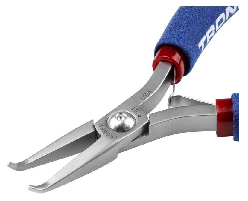 Tronex P751 Bent Nose Pliers with 60° Angled Smooth Jaw, Fine Tips & Long Ergonomic Handles, 6.00" OAL