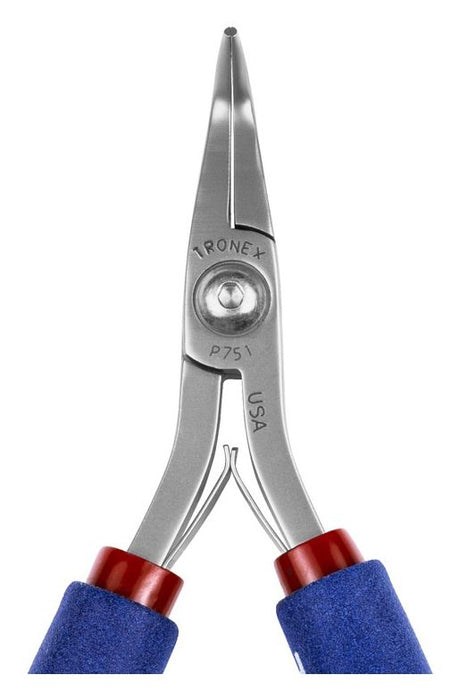 Tronex P751 Bent Nose Pliers with 60° Angled Smooth Jaw, Fine Tips & Long Ergonomic Handles, 6.00" OAL