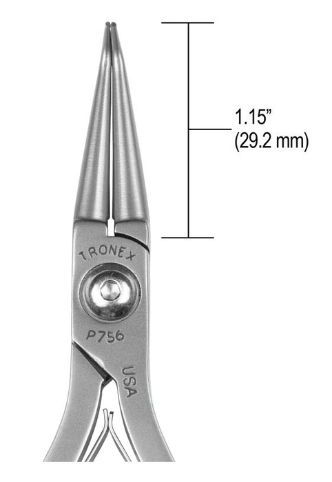 Tronex P756 Bent, Rounded Nose Pliers with 50° Angled Long Jaw, Very-Fine Tips & Long Ergonomic Handles, 6.00" OAL