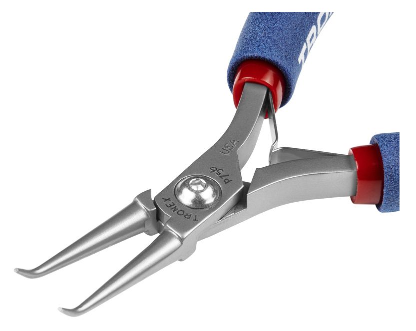 Tronex P756 Bent, Rounded Nose Pliers with 50° Angled Long Jaw, Very-Fine Tips & Long Ergonomic Handles, 6.00" OAL