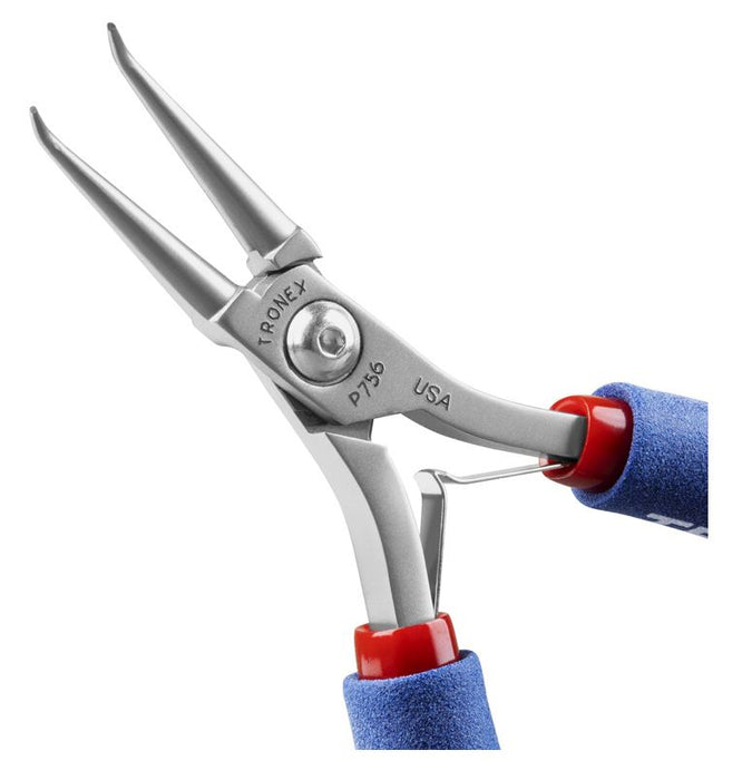 Tronex P756 Bent, Rounded Nose Pliers with 50° Angled Long Jaw, Very-Fine Tips & Long Ergonomic Handles, 6.00" OAL