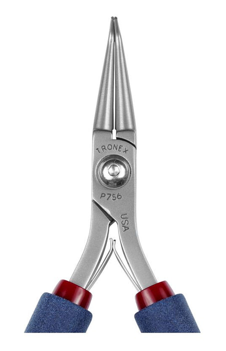 Tronex P756 Bent, Rounded Nose Pliers with 50° Angled Long Jaw, Very-Fine Tips & Long Ergonomic Handles, 6.00" OAL