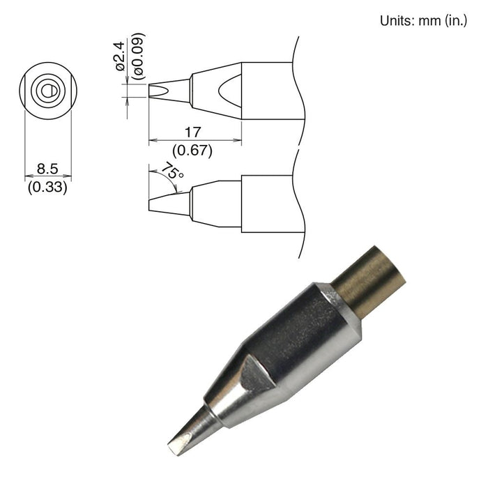 Hakko TX2-XNC24, 260W Bevel Tip Soldering Tip (Qty of 10)