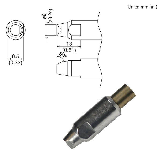 Hakko TX2-XNC60, 260W Bevel Tip Soldering Tip (Qty of 10)